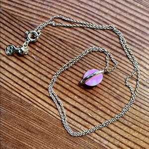 Gorjana Gold Necklace with Pink Bead Pendant